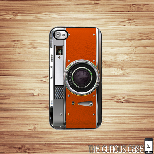 Retro Orange Camera Iphone Hard Case - Fits Iphone 4 And Iphone 4s -black Trim