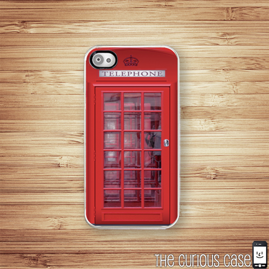 British Red Phone Booth Iphone Hard Case, Fits Iphone 4 And Iphone 4s - White Trim